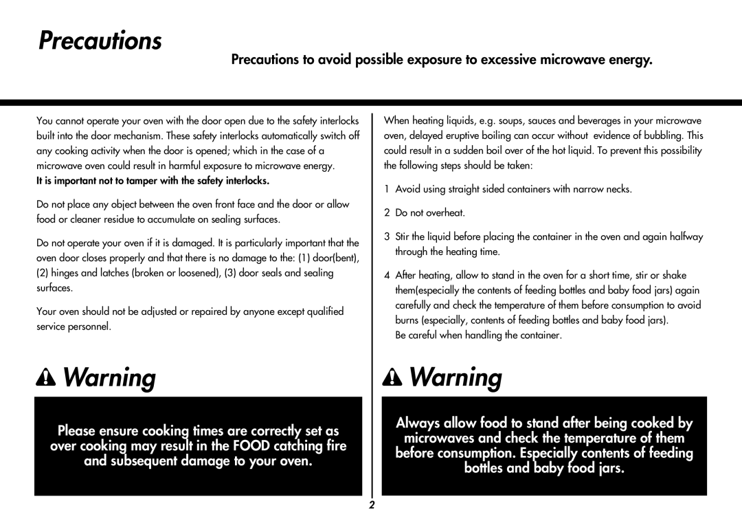 LG Electronics MC8486NL owner manual Precautions, Be careful when handling the container 