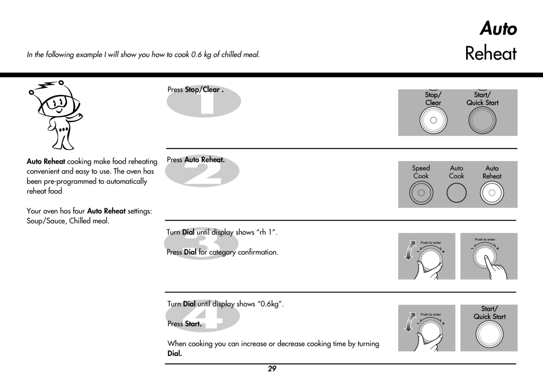 LG Electronics MC8486NL owner manual Reheat, Press Stop/Clear 