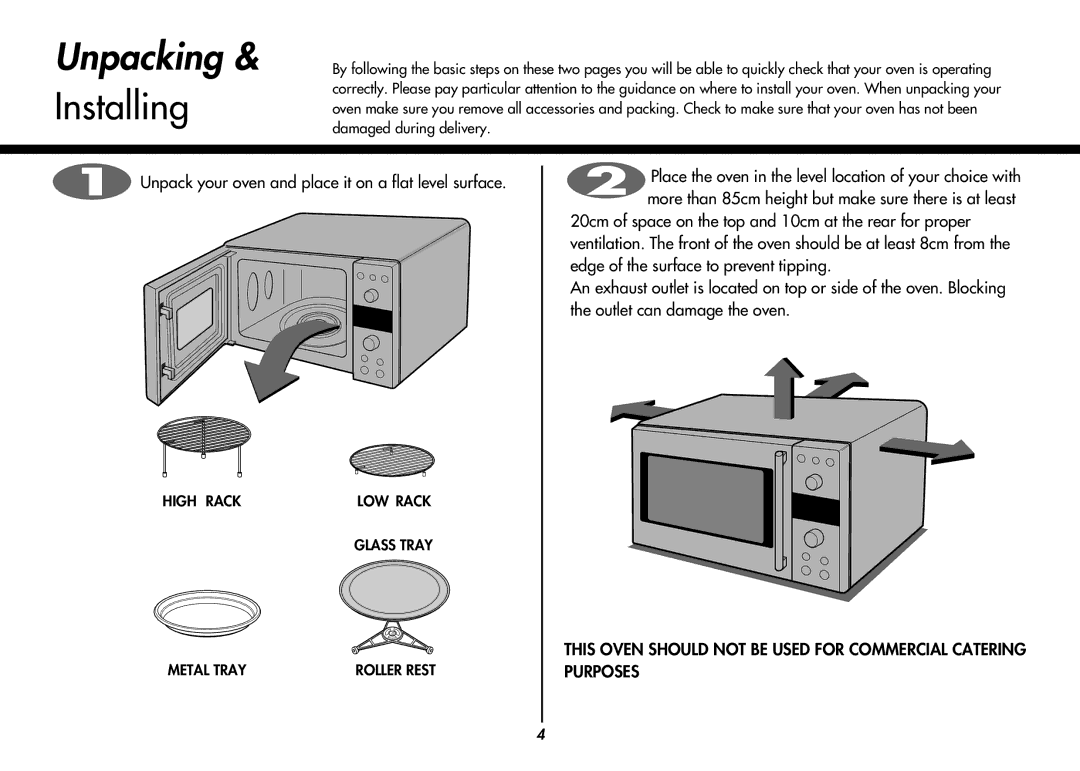 LG Electronics MC8486NL owner manual Unpacking, Installing 