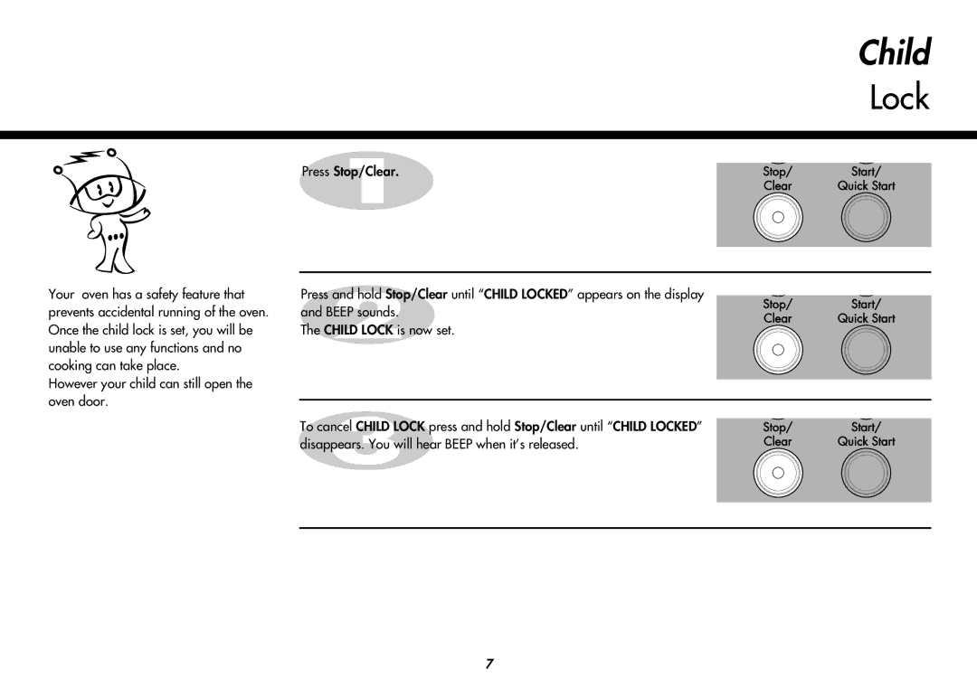 LG Electronics MC8486NL owner manual Child, Lock 