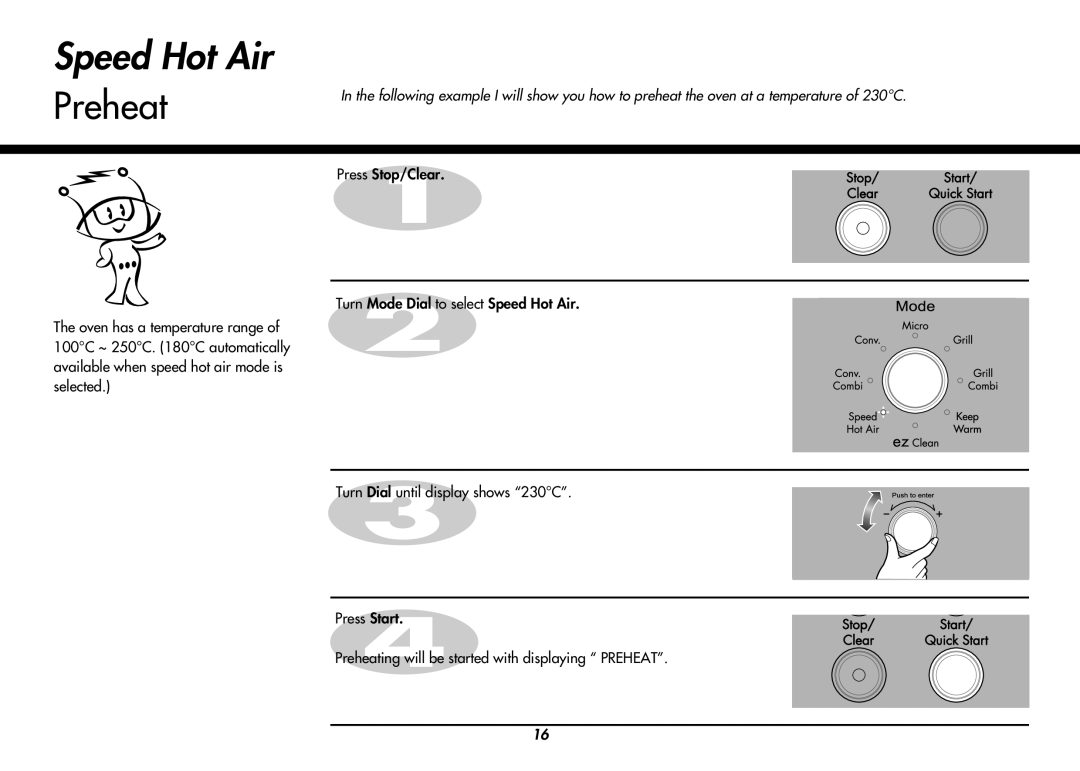 LG Electronics MC8486NL owner manual Speed Hot Air, Preheat 