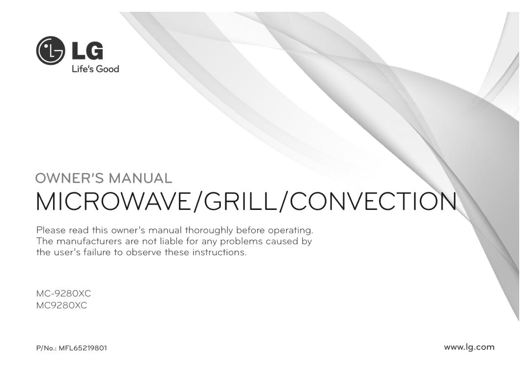 LG Electronics MC9280XC owner manual Microwave/Grill/Convection 