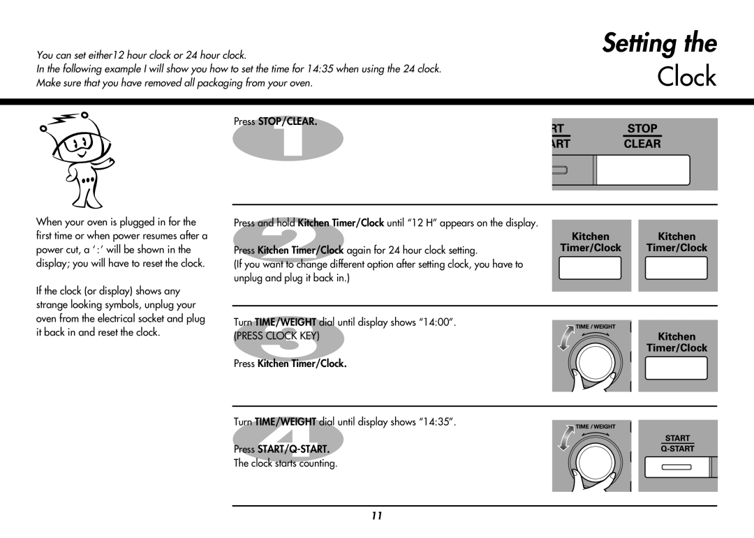 LG Electronics MC9280XC owner manual Setting, Clock 