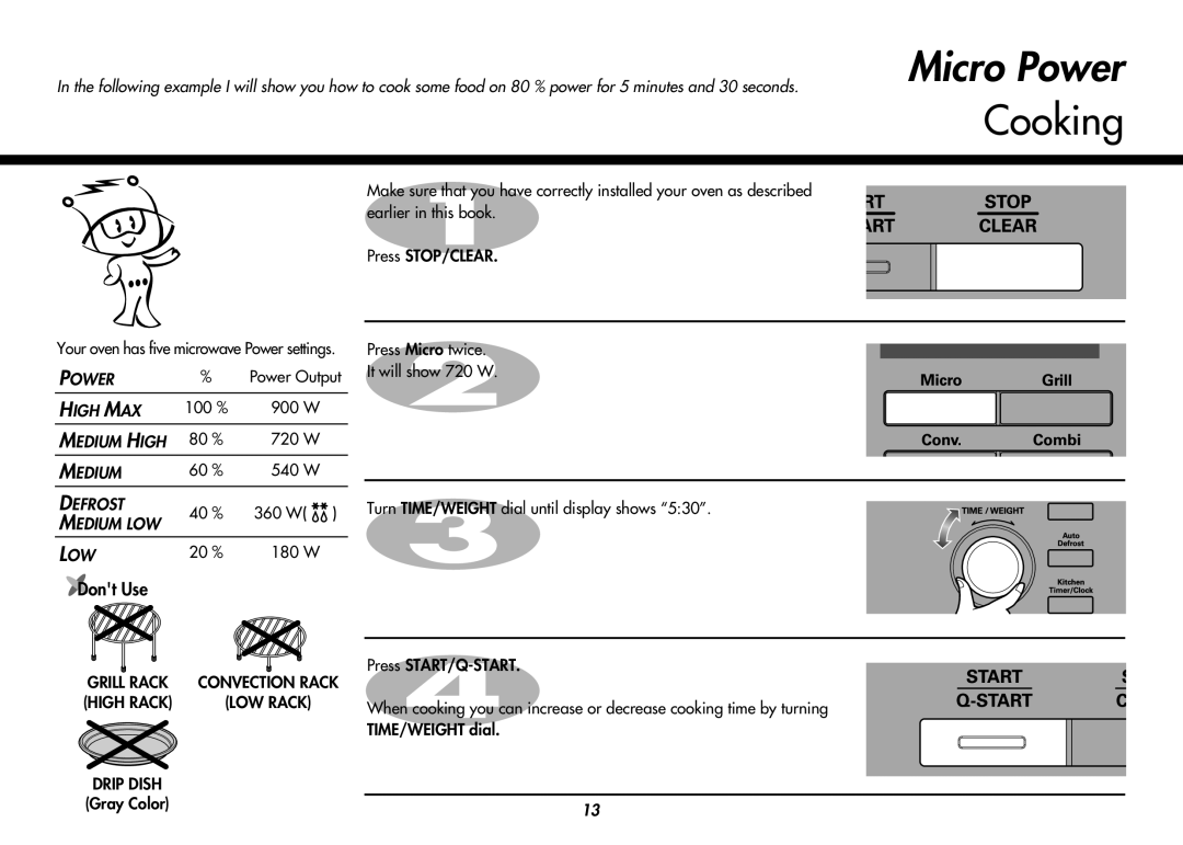 LG Electronics MC9280XC owner manual Micro Power, Cooking 