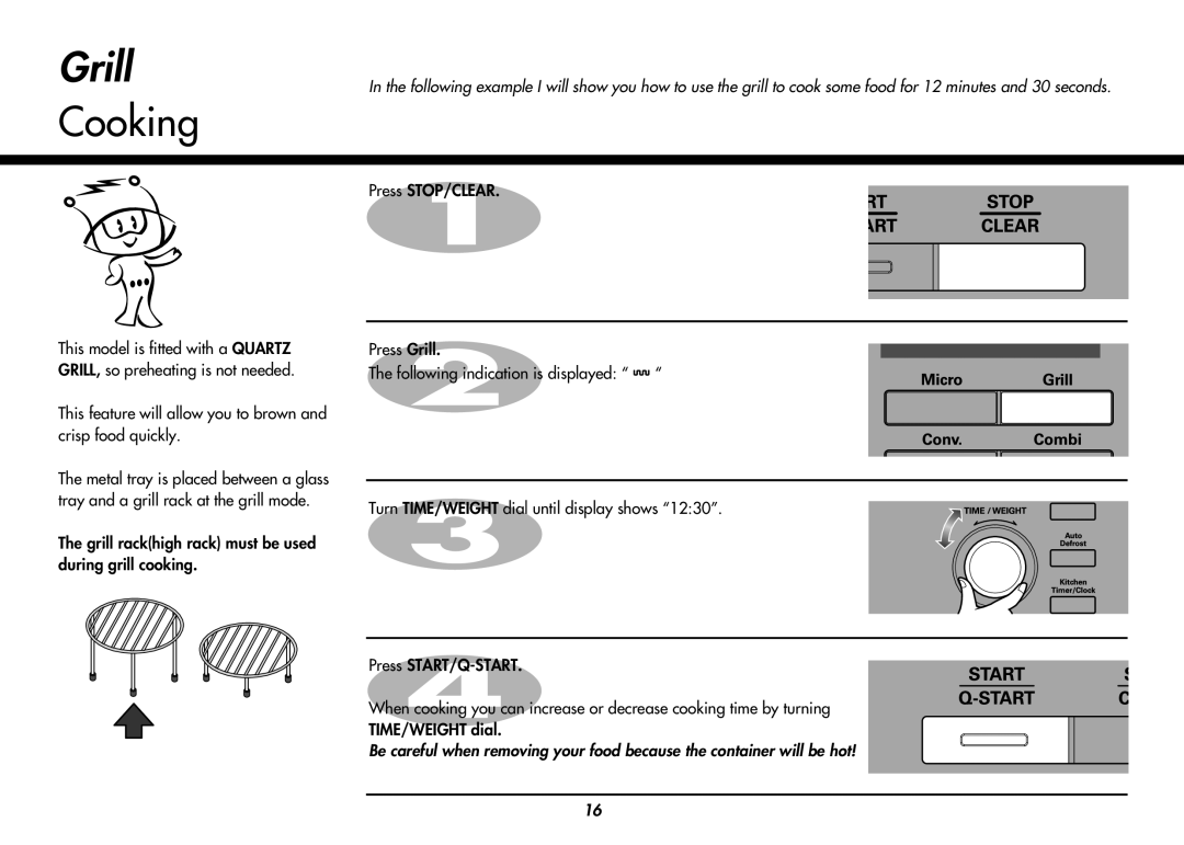 LG Electronics MC9280XC owner manual Grill, Cooking 