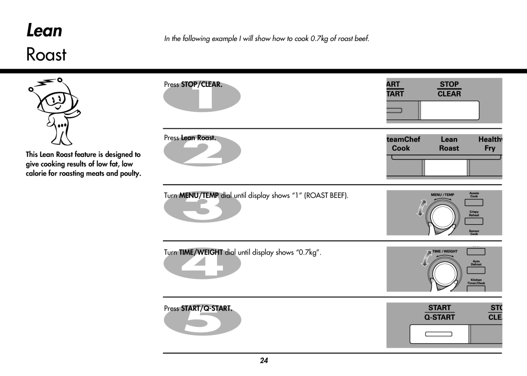 LG Electronics MC9280XC owner manual Lean, Roast 