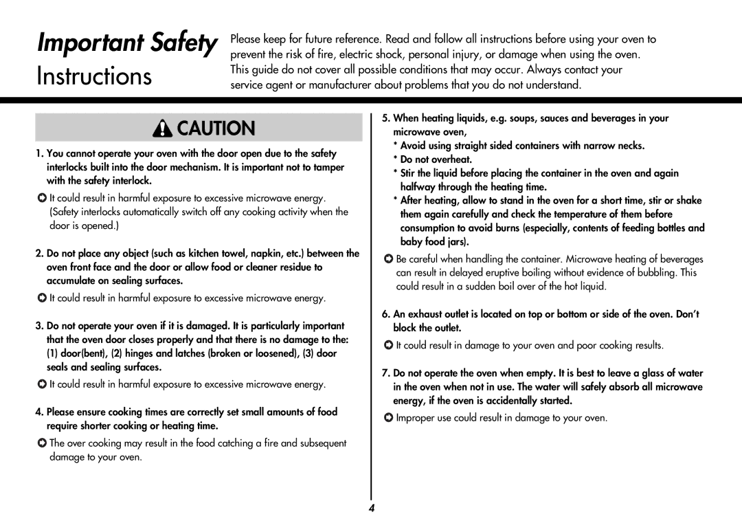 LG Electronics MC9280XC owner manual Important Safety 