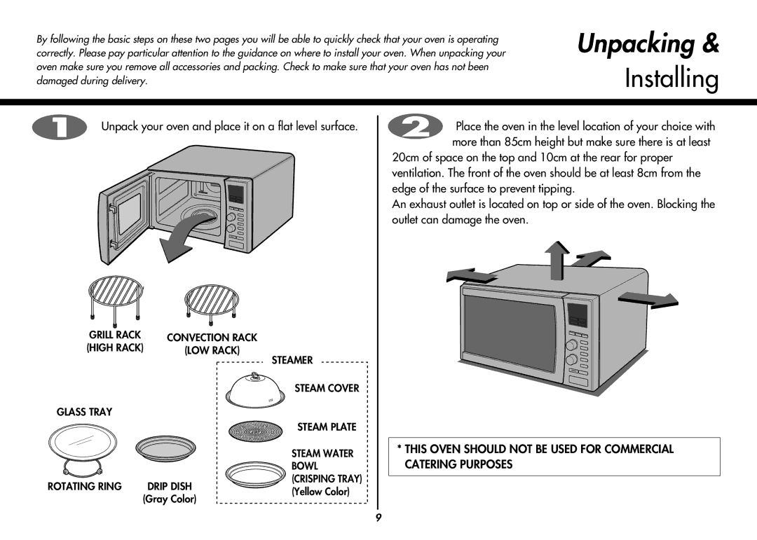 LG Electronics MC9280XC owner manual Unpacking, Installing 