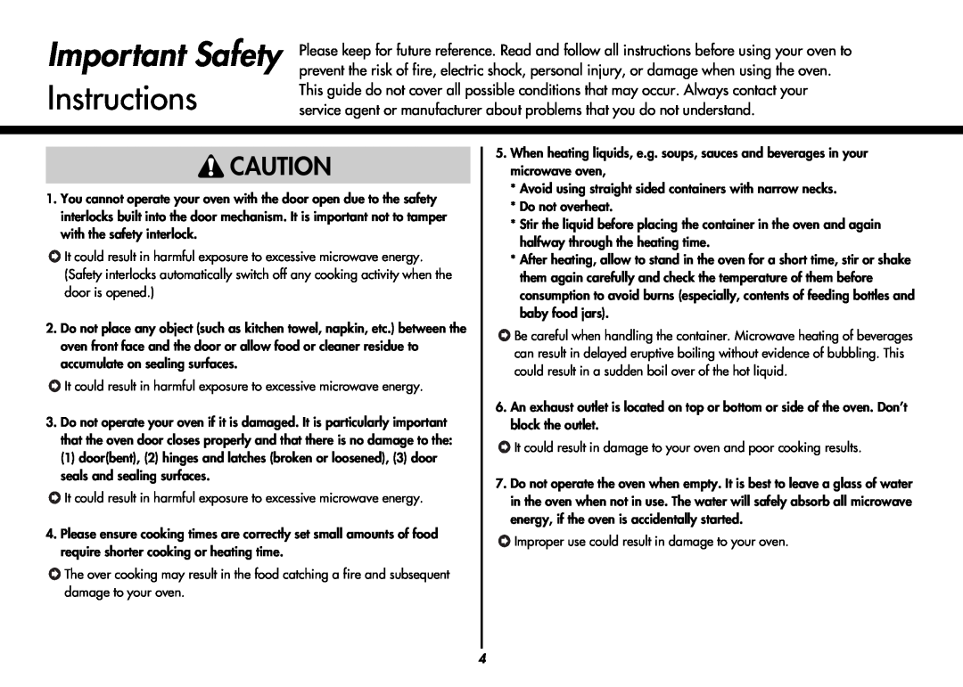 LG Electronics MC9280XC owner manual Important Safety, Instructions 