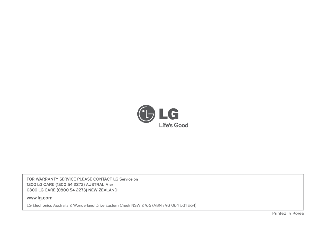 LG Electronics MC9280XC owner manual LG CARE 0800 54 2273 NEW ZEALAND 