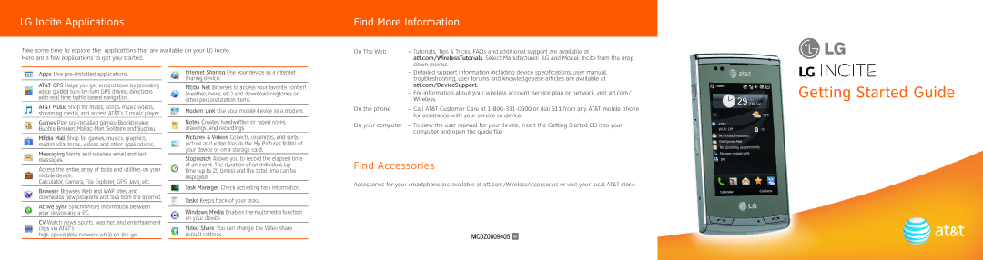 LG Electronics MCD0009405 specifications Getting Started Guide 