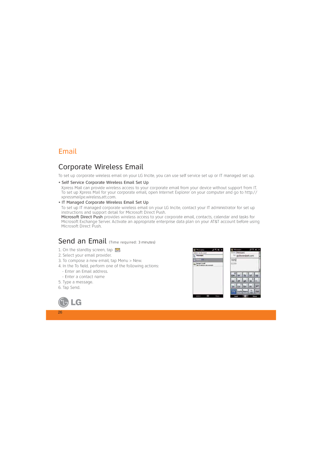 LG Electronics MCD0009405 specifications Corporate Wireless Email 