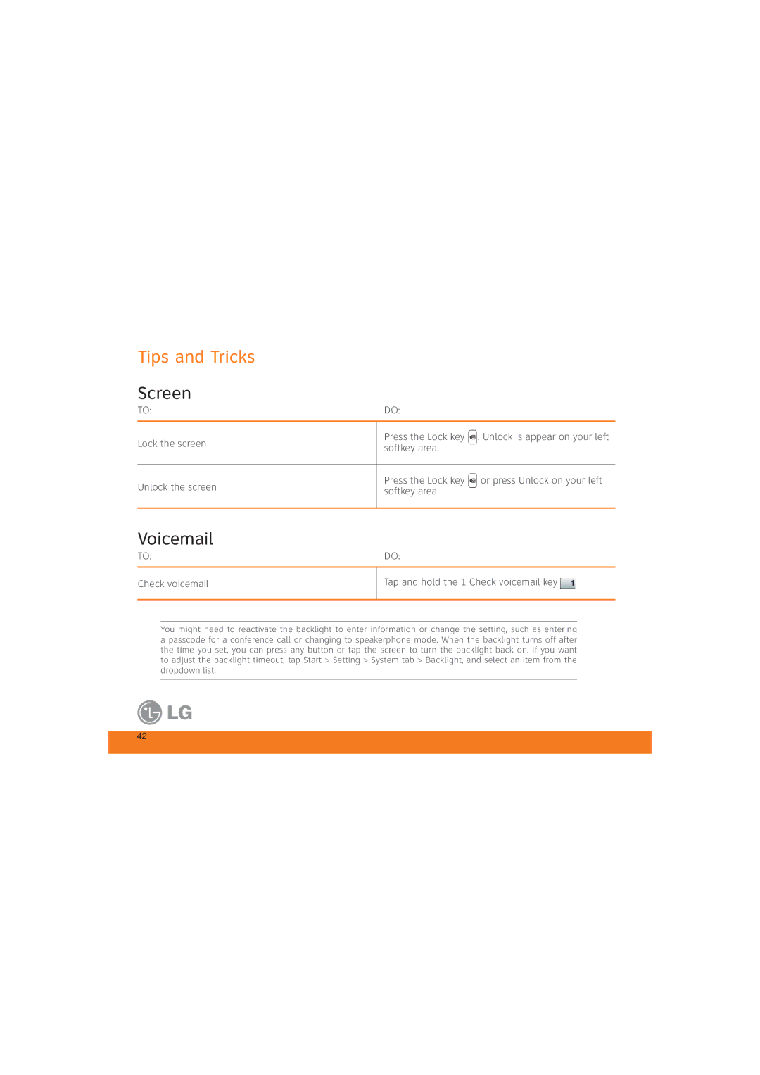 LG Electronics MCD0009405 specifications Screen, Voicemail 