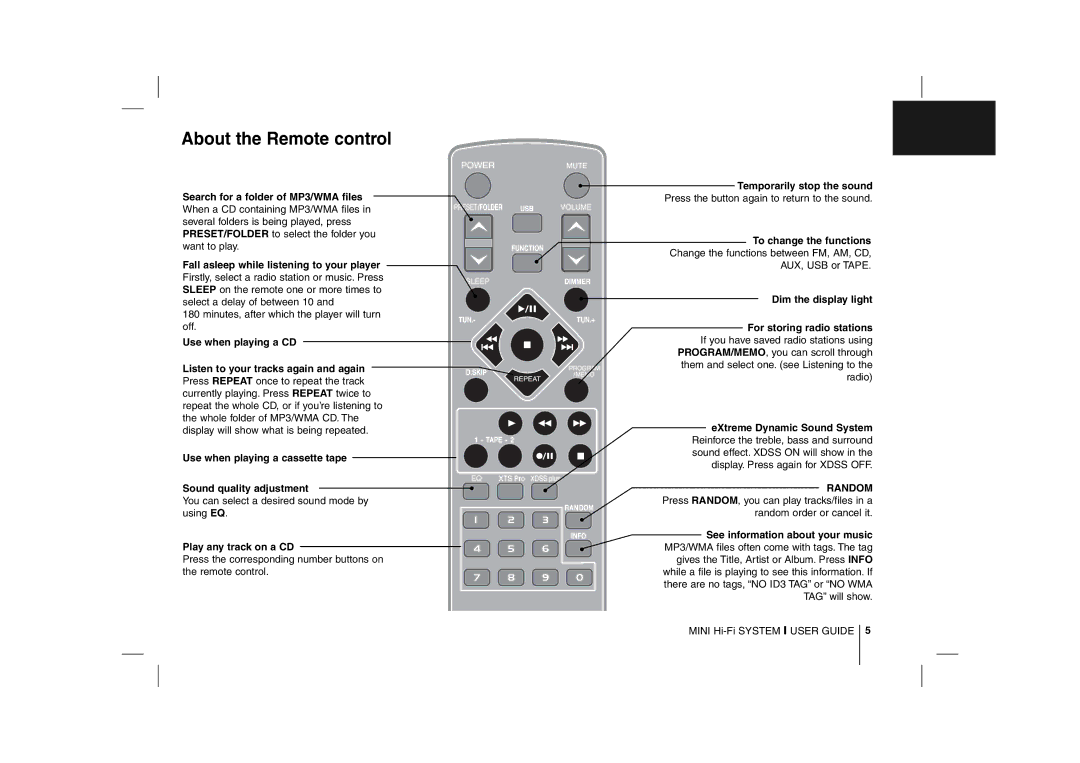 LG Electronics MCD112B, MCD212 manual About the Remote control 