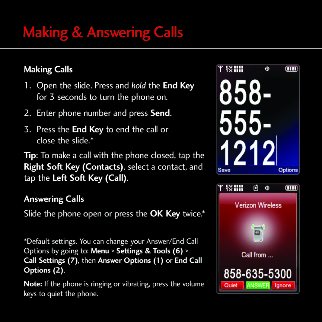 LG Electronics MCDD0012301 quick start Making & Answering Calls, Making Calls 