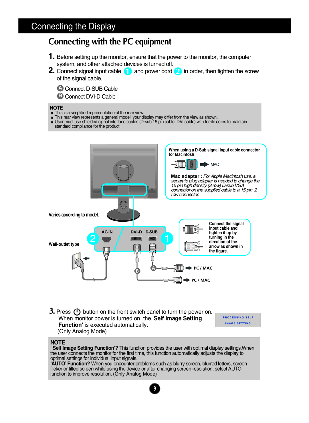 LG Electronics ME20CR owner manual Connecting with the PC equipment, Signal cable Connect D-SUB Cable Connect DVI-D Cable 