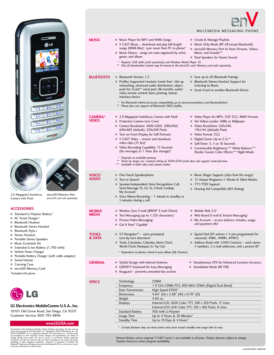 LG Electronics MESSAGING PHONE Music, Bluetooth, CAMERA/ Video, Accessories, Voice, Audio, Mobile, Media, Tools, Data 