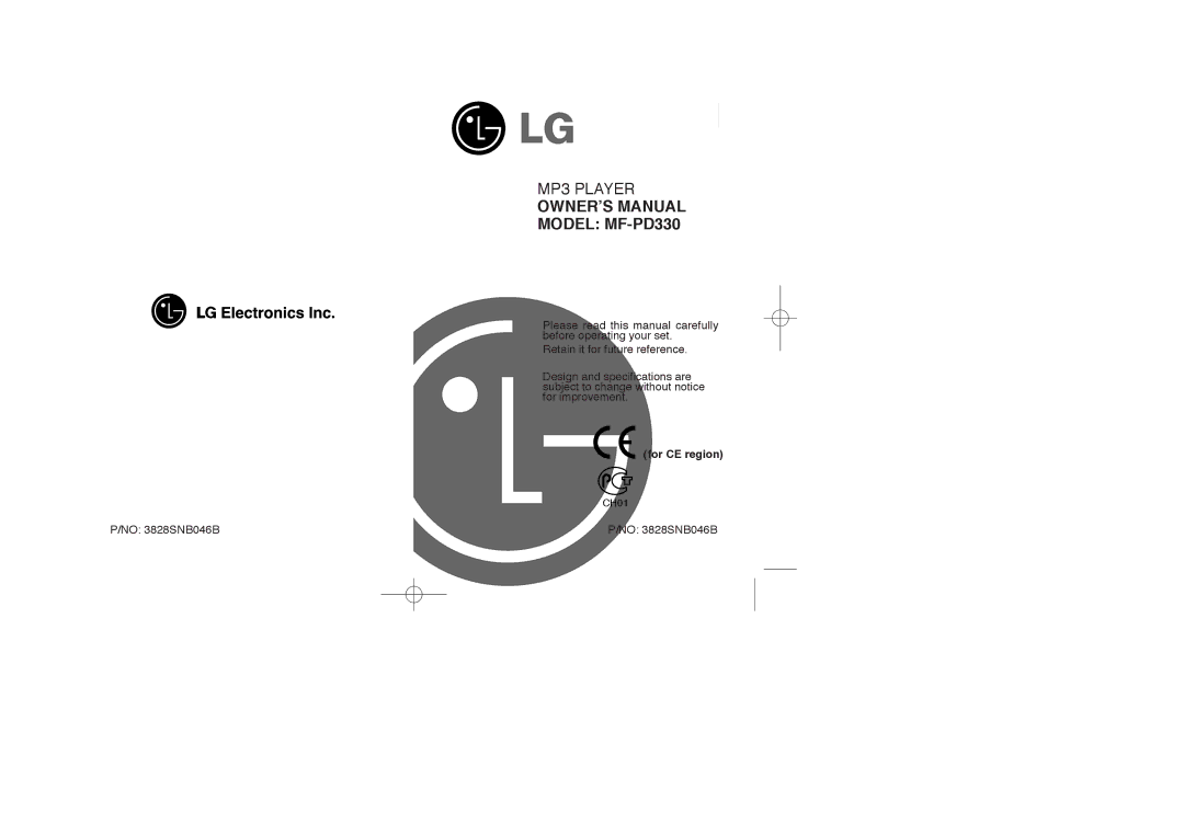 LG Electronics specifications Ownerõs Manual Model MF-PD330, For CE region 