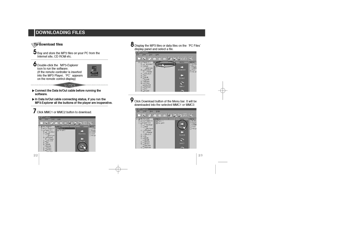 LG Electronics MF-PD330 specifications To download files, Connect the Data In/Out cable before running the software 