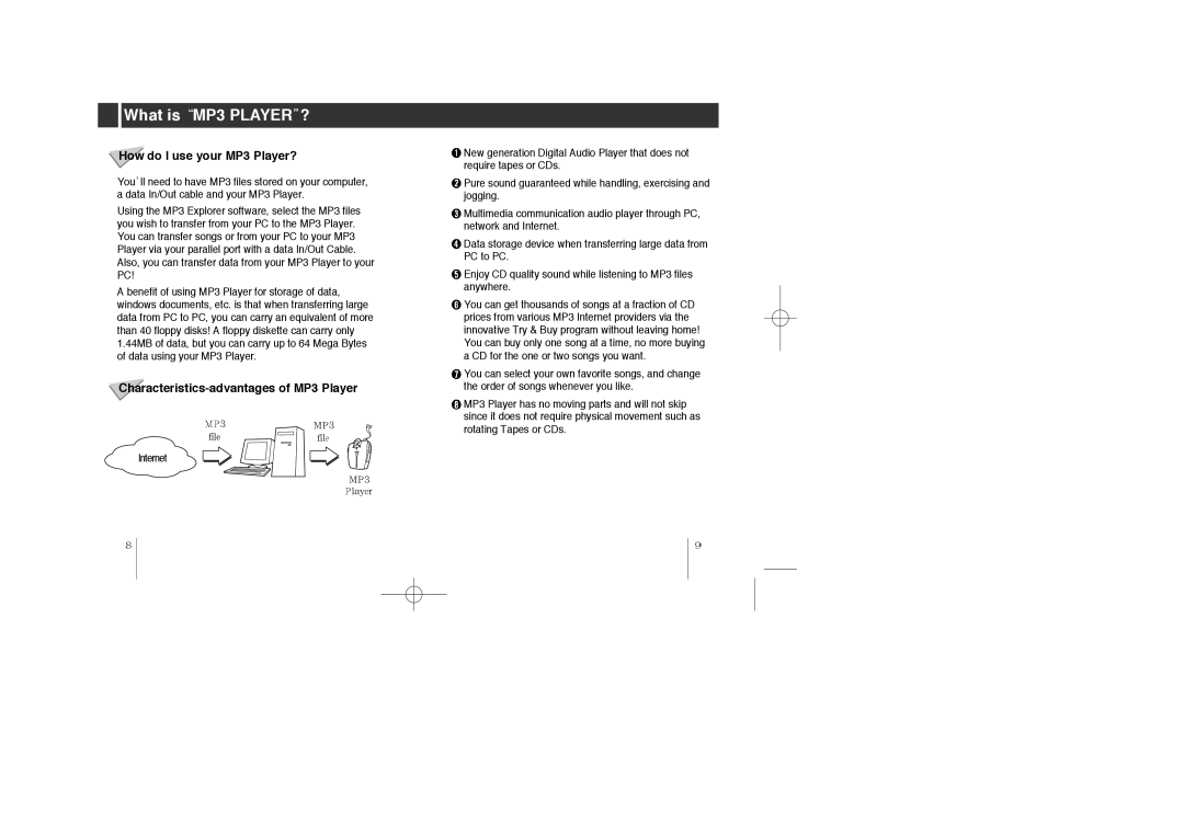 LG Electronics MF-PD330 specifications How do I use your MP3 Player?, Characteristics-advantages of MP3 Player 