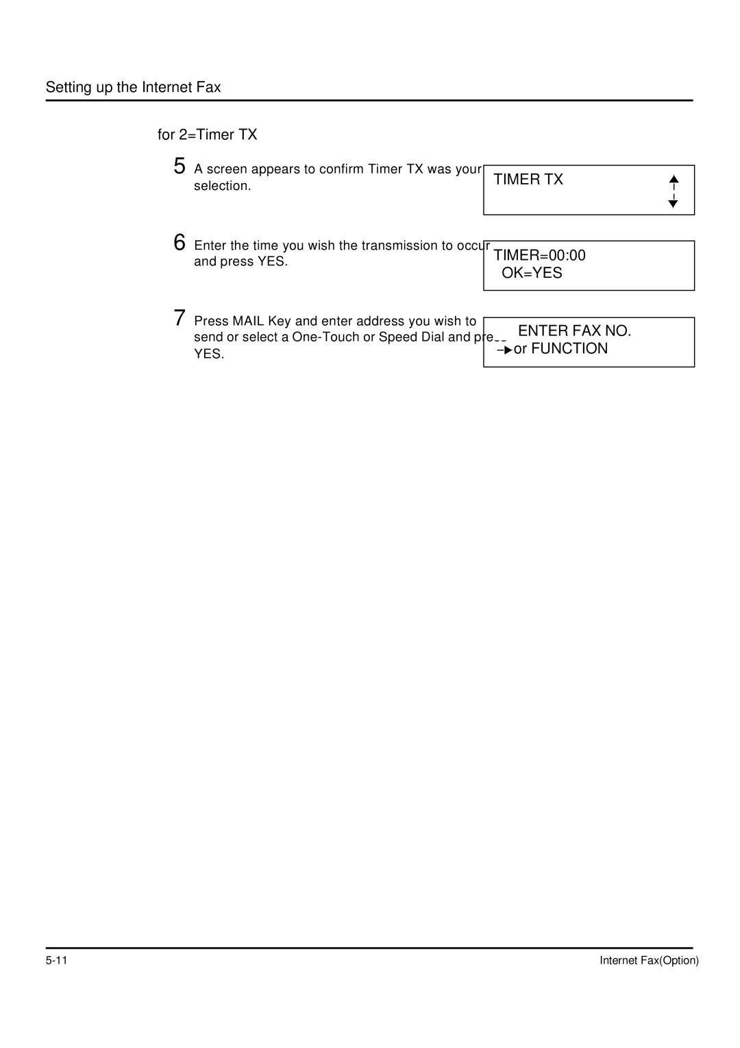 LG Electronics MF3800, MF2800 manual Setting up the Internet Fax For 2=Timer TX 