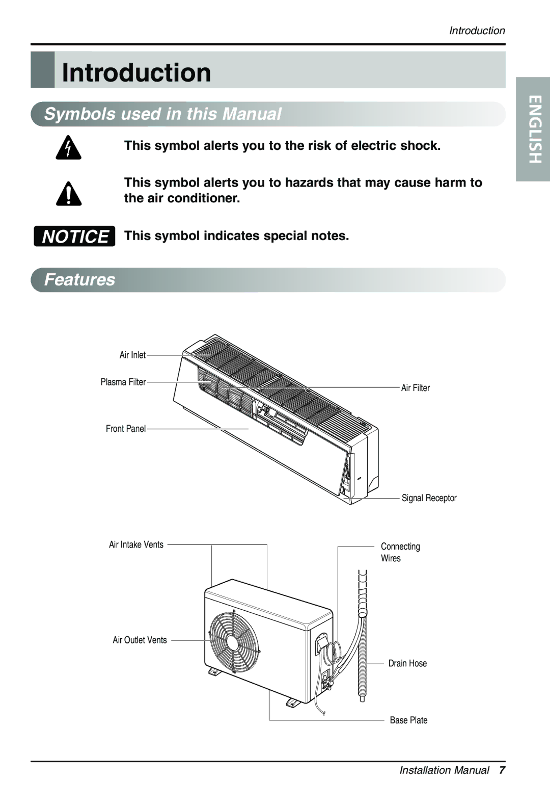 LG Electronics MFL39817303 installation manual Symbols used in this Manual, Features 