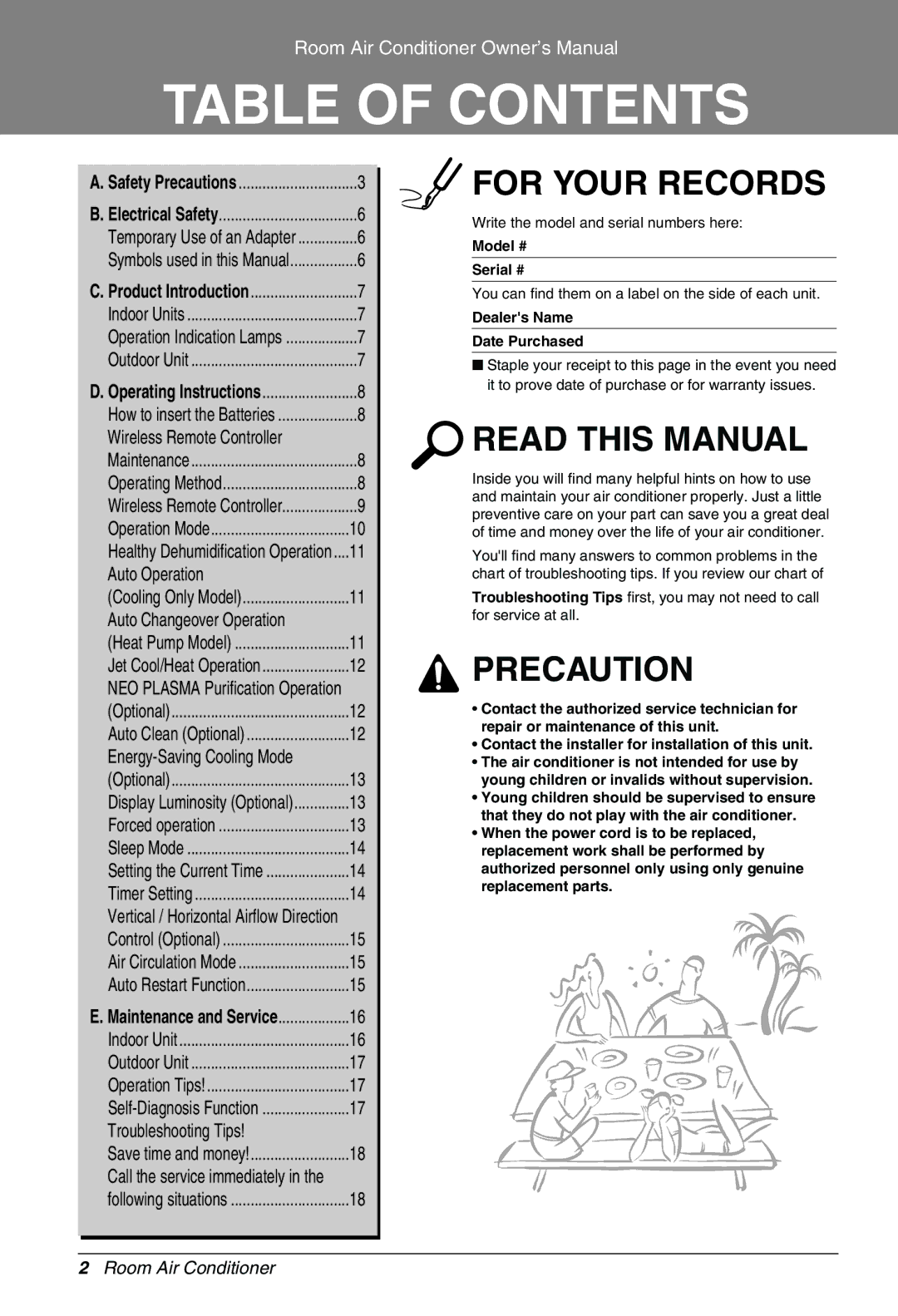 LG Electronics MFL39817401 owner manual Table of Contents 