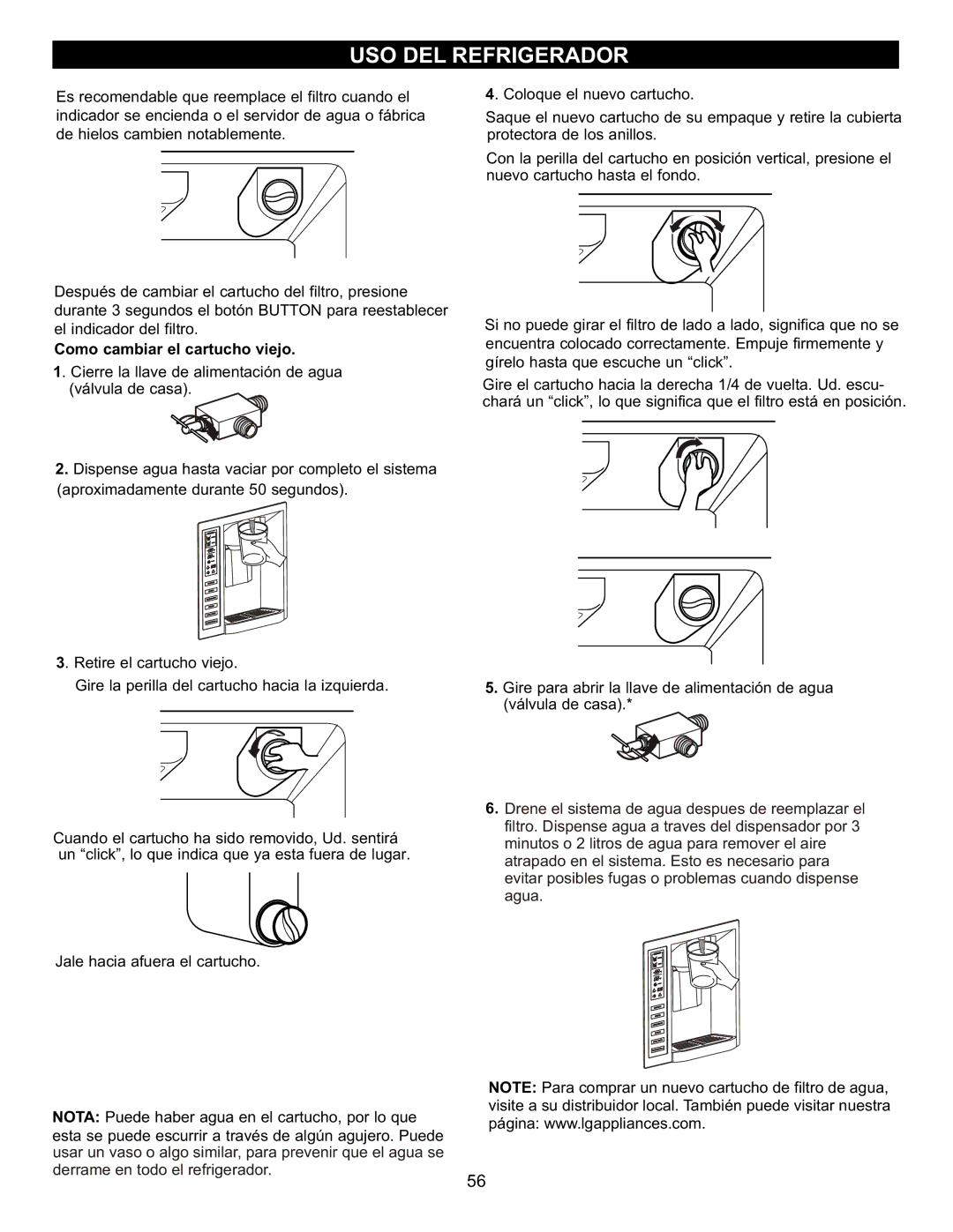 LG Electronics MFL47277003, LFX23961SB owner manual Como cambiar el cartucho viejo 