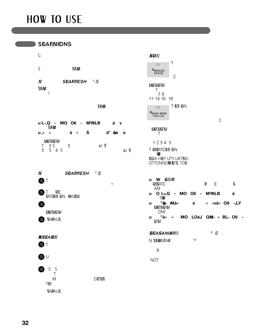 LG Electronics MFL62512805 owner manual Steam Functions 