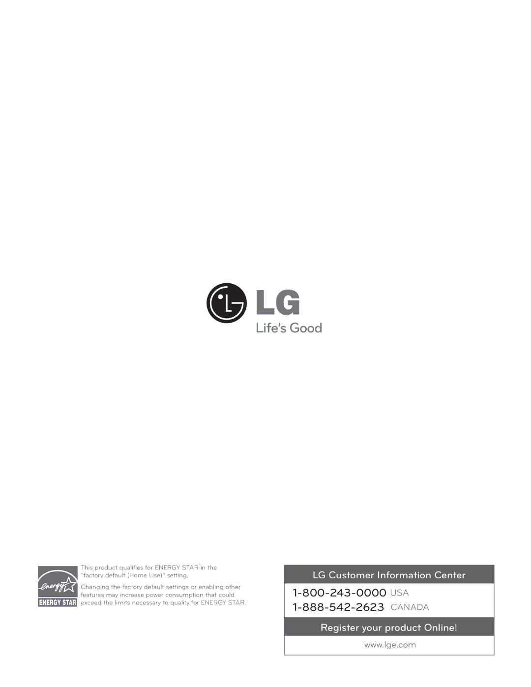 LG Electronics MFL62512805 owner manual Canada 