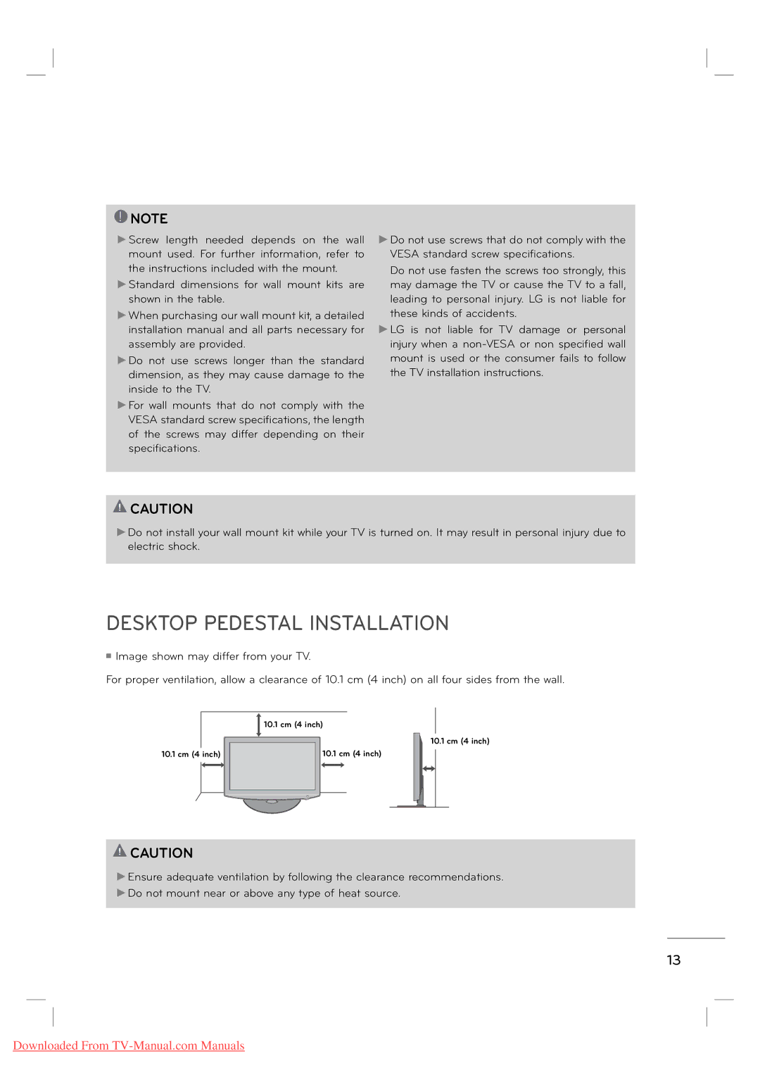 LG Electronics MFL62882705 manual Desktop Pedestal Installation 