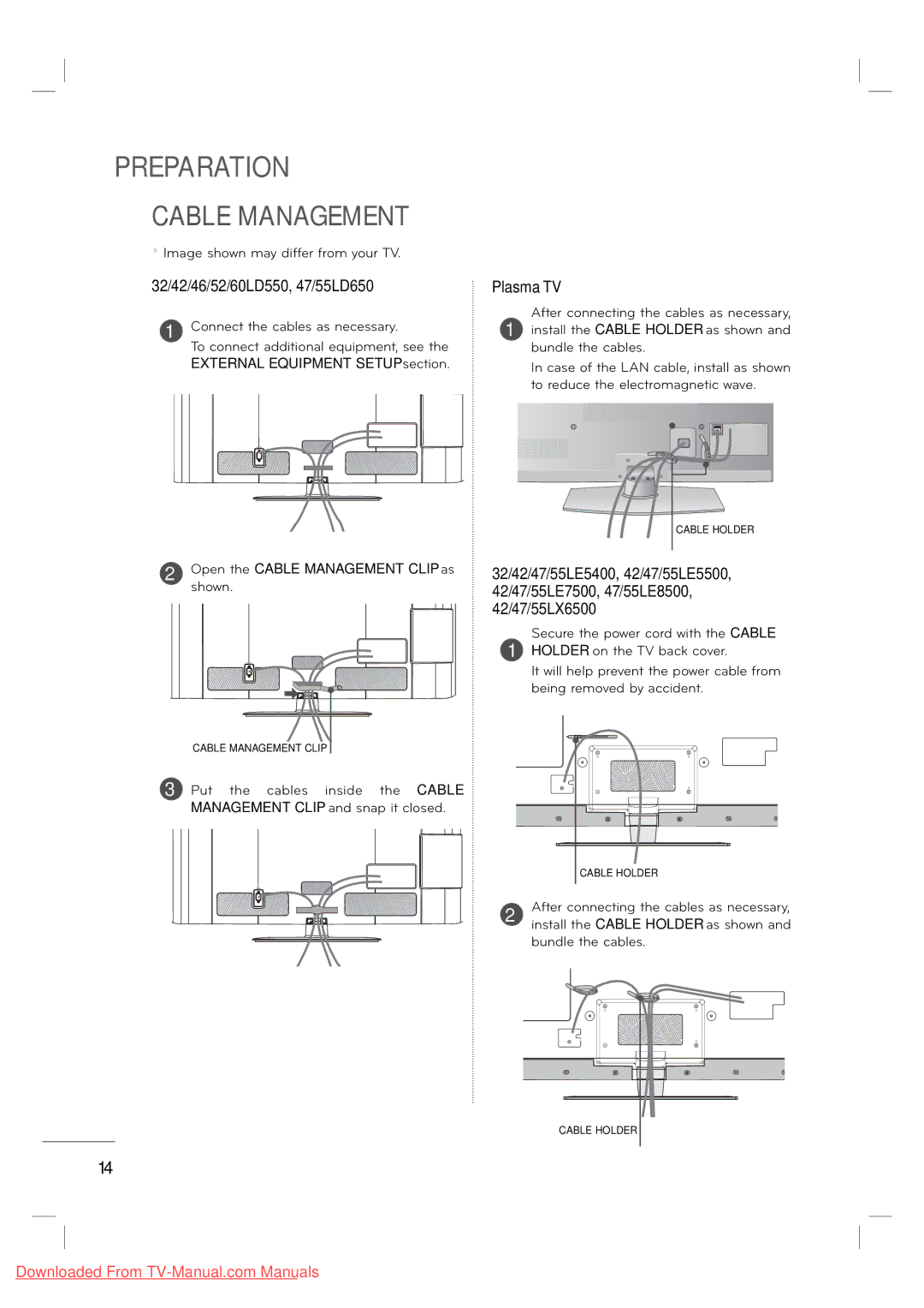 LG Electronics MFL62882705 manual Open the Cable Management Clip as 