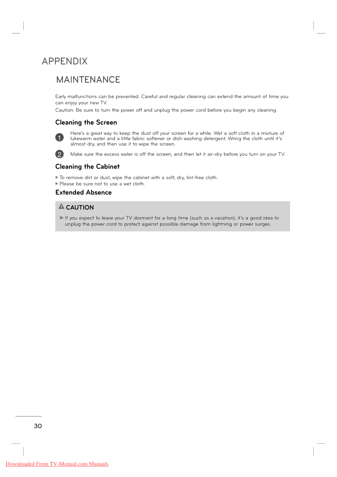 LG Electronics MFL62882705 manual Maintenance, Cleaning the Screen 