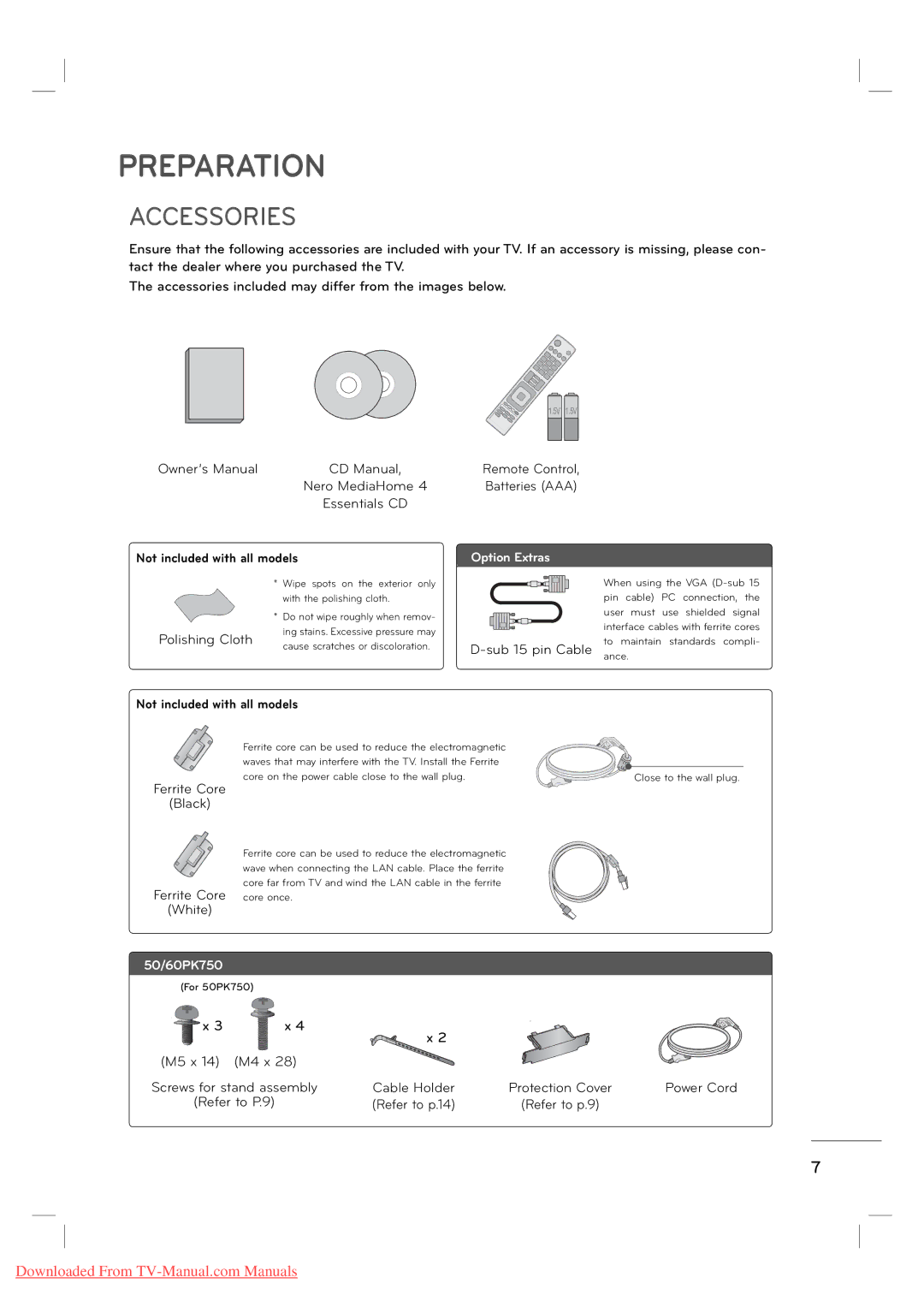 LG Electronics MFL62882705 manual Preparation, Accessories 