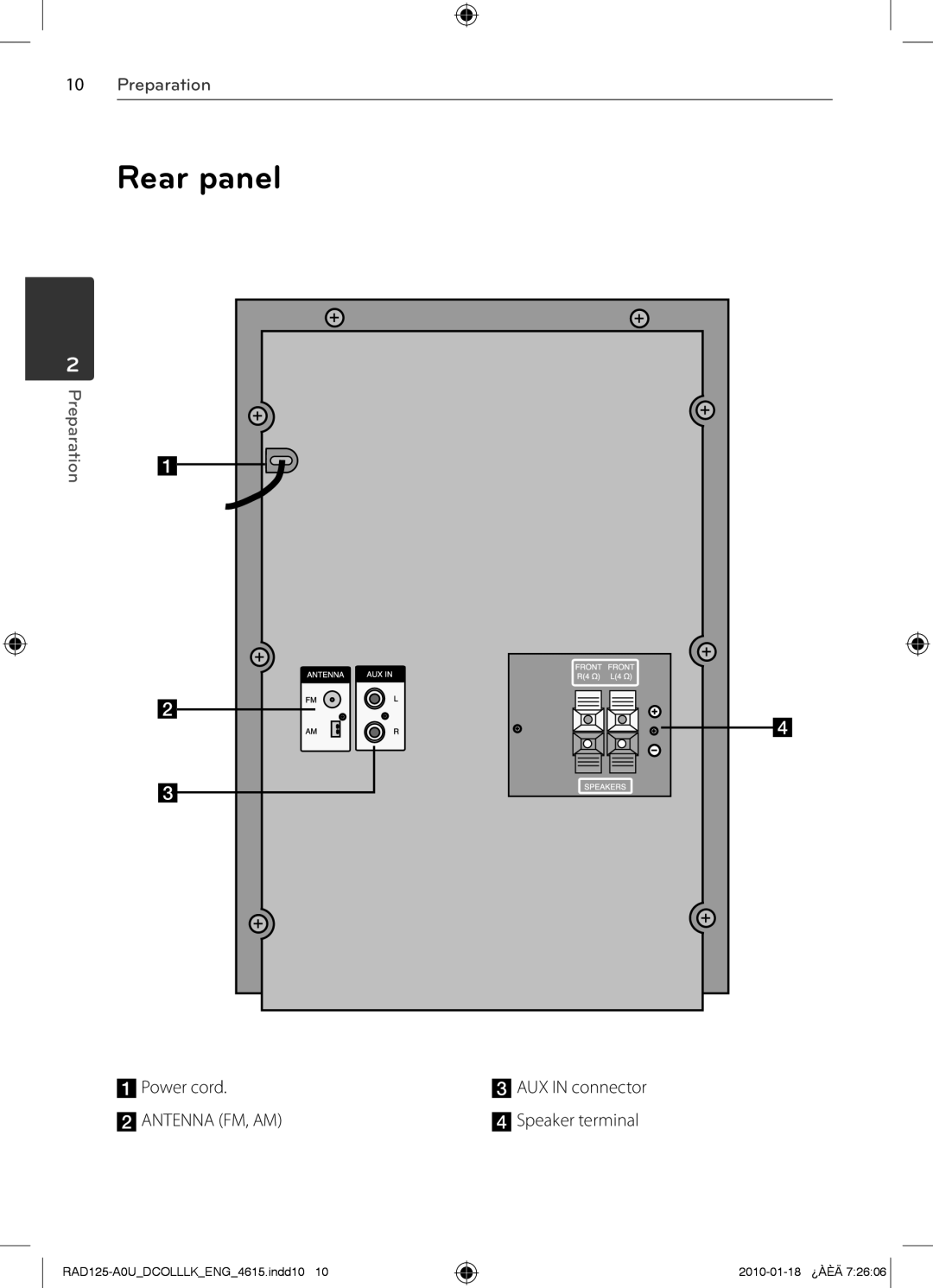 LG Electronics RAS125F, MFL63284615, RAD125 owner manual Rear panel 