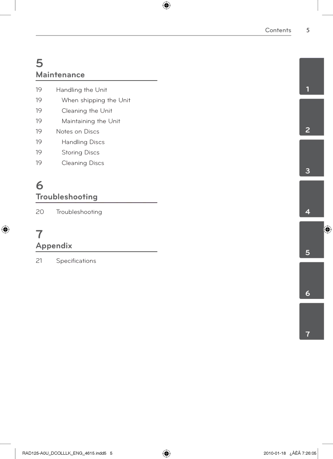 LG Electronics RAD125, MFL63284615, RAS125F owner manual Troubleshooting, Specifications 