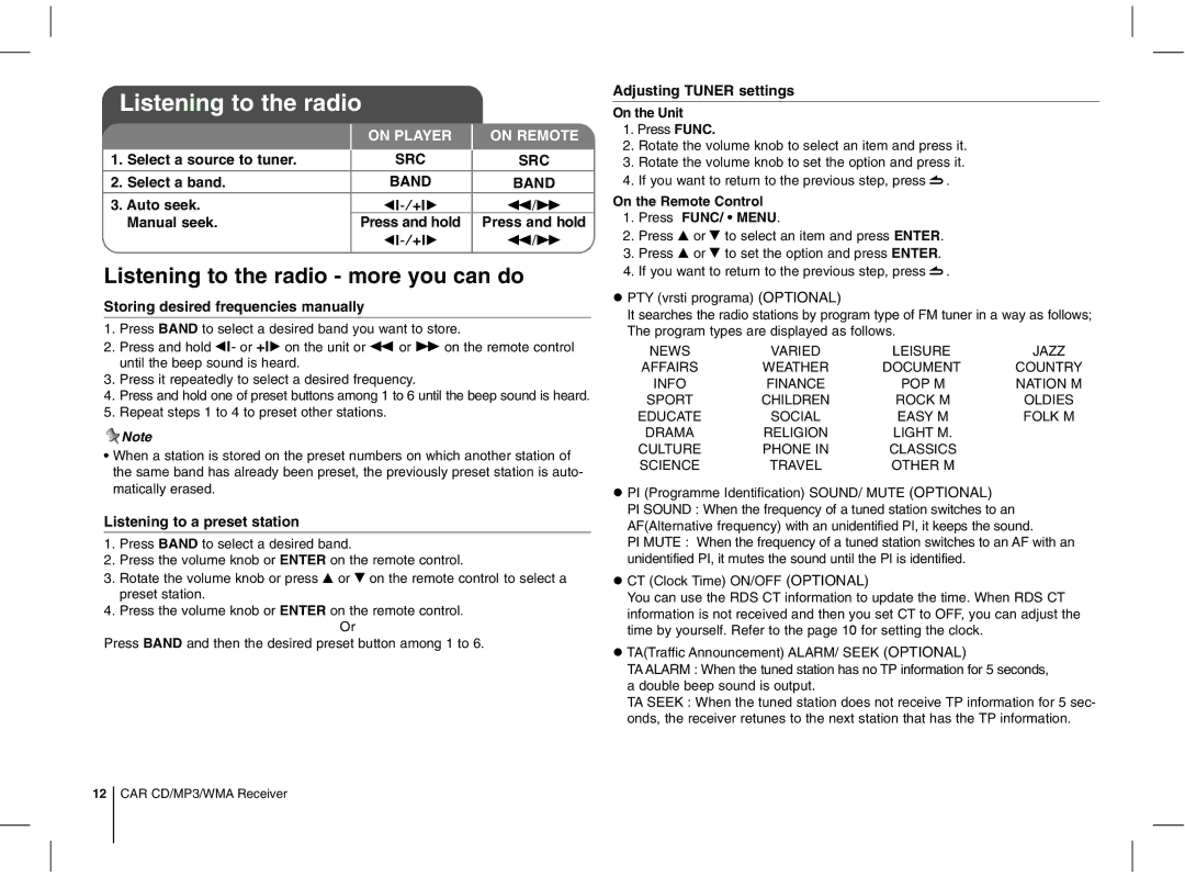 LG Electronics LCS500UR, MFL63287304, LCS300AR, LCS500UN, LCS300AN owner manual Listening to the radio more you can do 