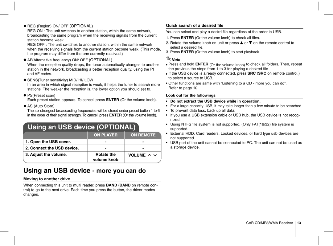 LG Electronics LCS500UN Using an USB device Optional, Using an USB device more you can do, Moving to another drive 