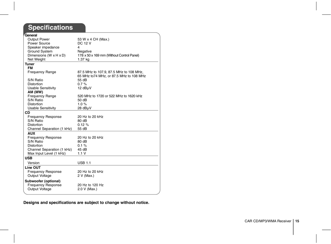 LG Electronics MFL63287304, LCS300AR, LCS500UR, LCS500UN, LCS300AN owner manual Specifications, General 