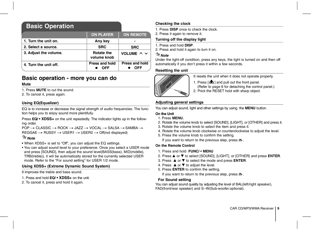 LG Electronics LCS300AN, MFL63287304, LCS300AR, LCS500UR, LCS500UN Basic Operation, Basic operation more you can do 