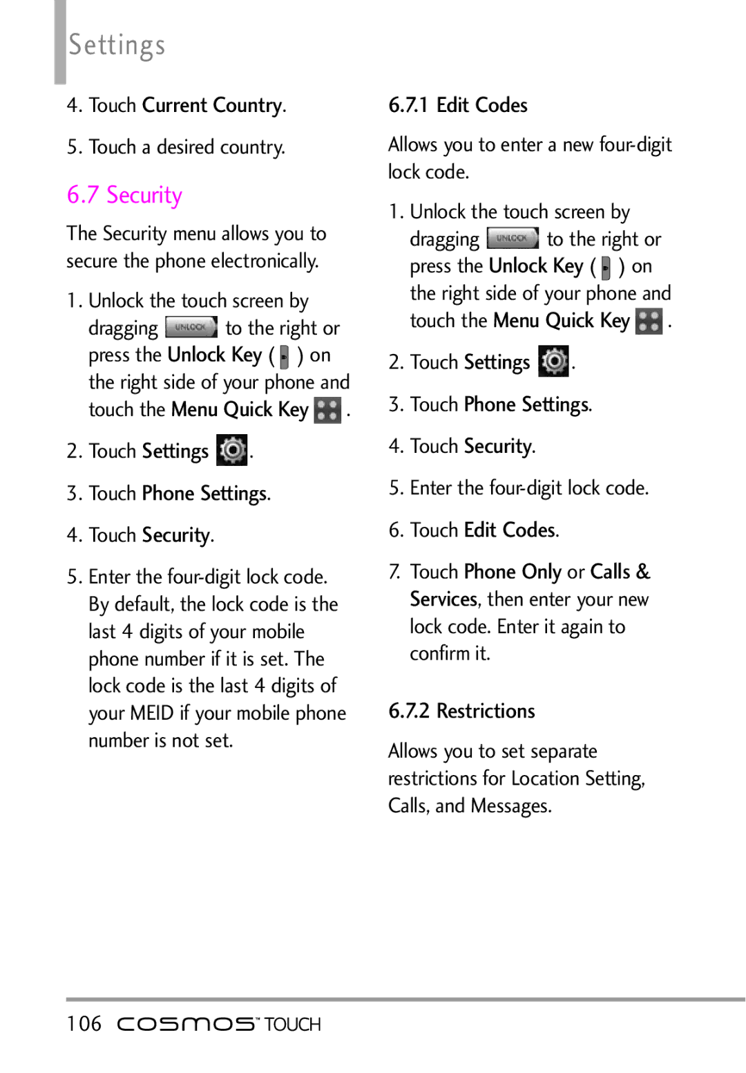 LG Electronics MFL67011101 manual Security 