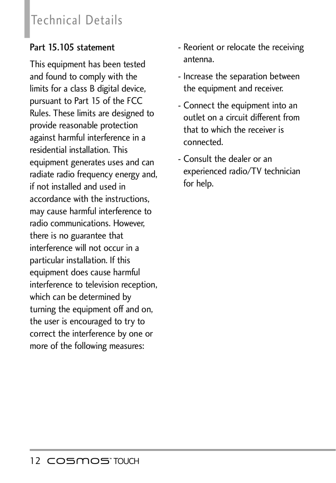 LG Electronics MFL67011101 manual Part 15.105 statement, Reorient or relocate the receiving antenna 