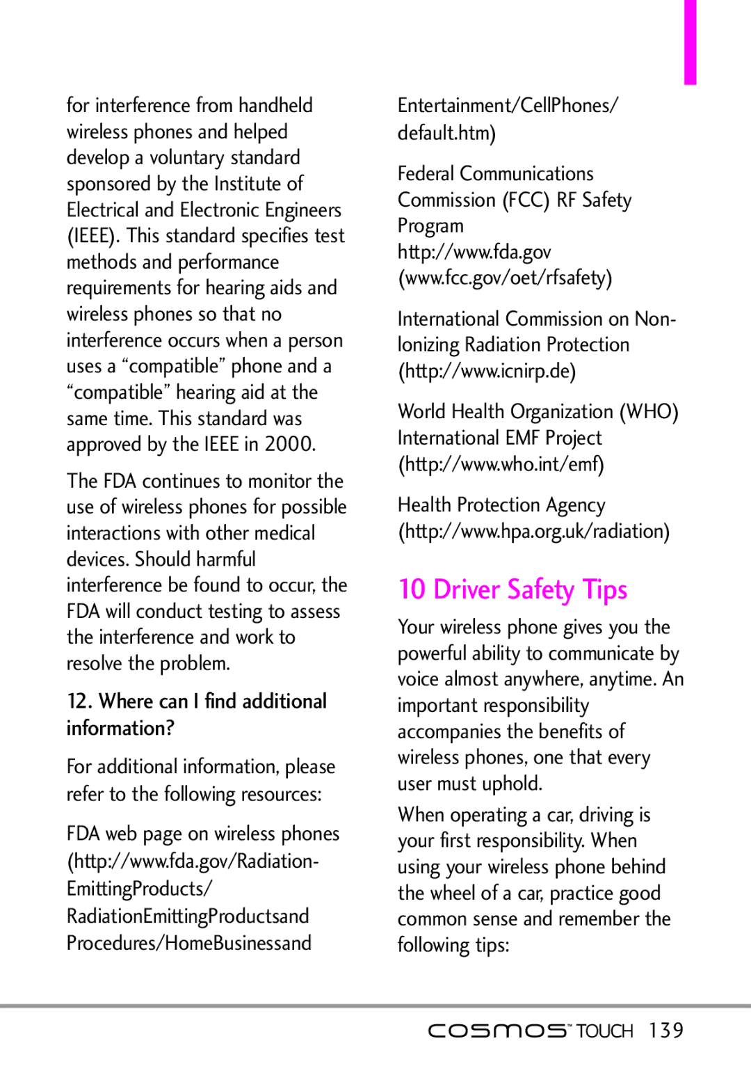 LG Electronics MFL67011101 manual Driver Safety Tips, Where can I find additional information?, 139 