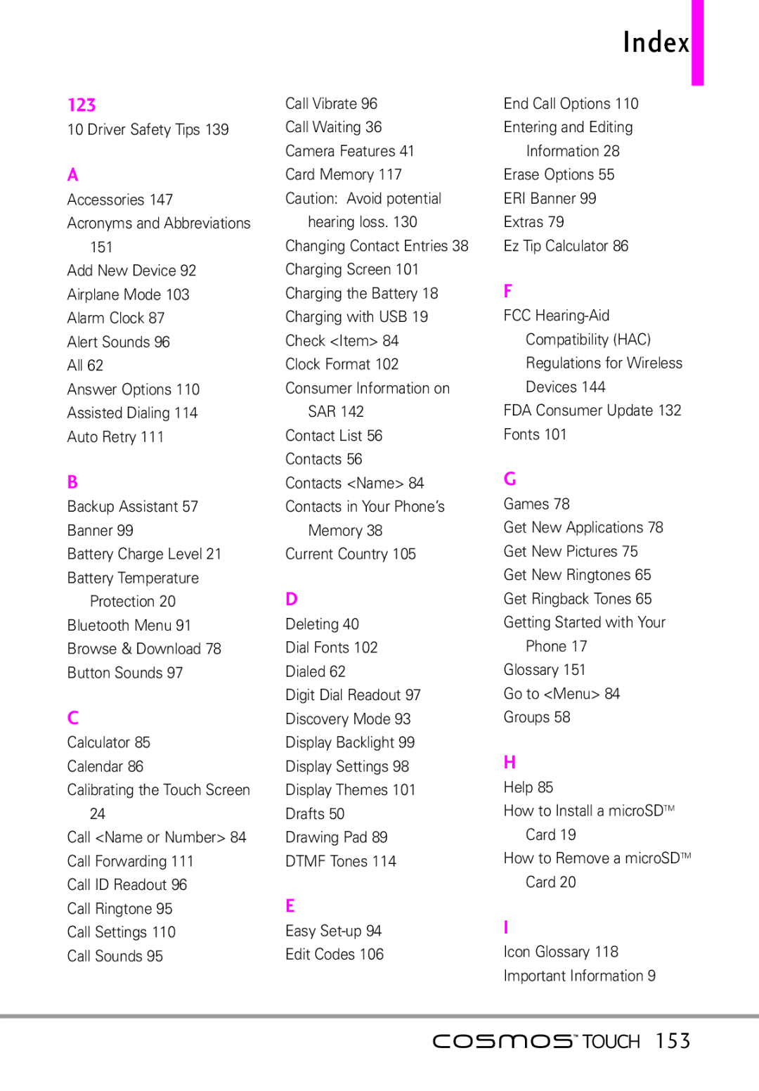 LG Electronics MFL67011101 manual Index, 153 