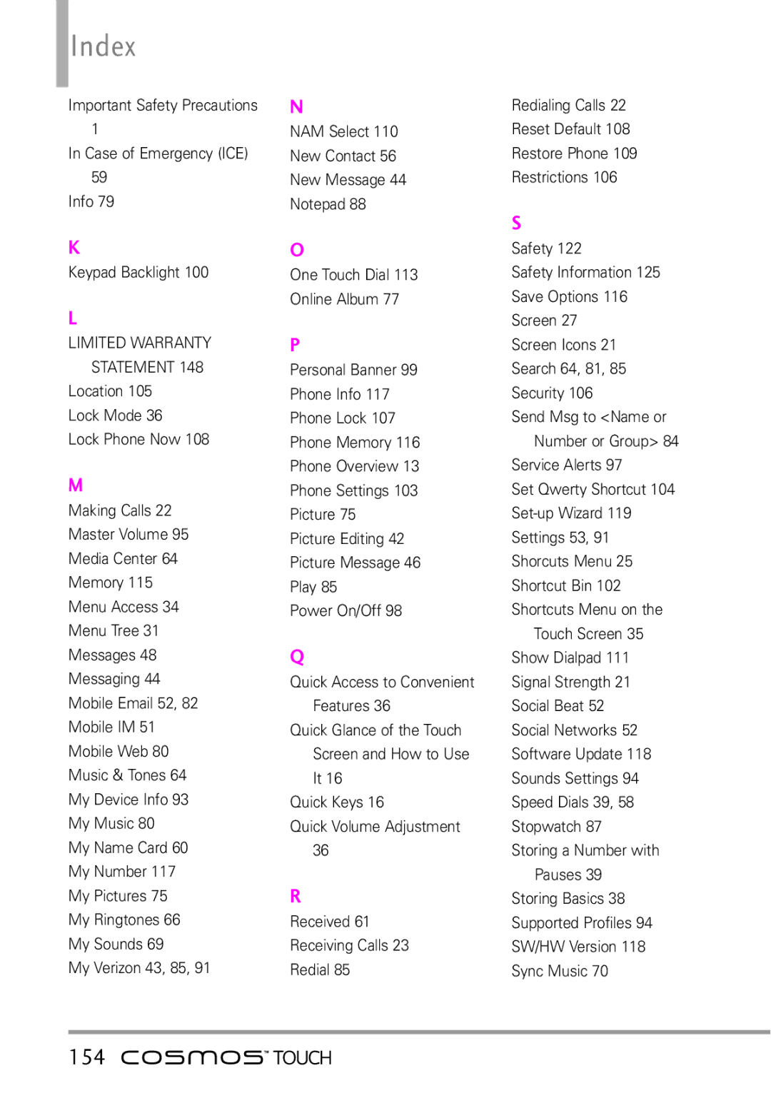 LG Electronics MFL67011101 manual Index, 154 