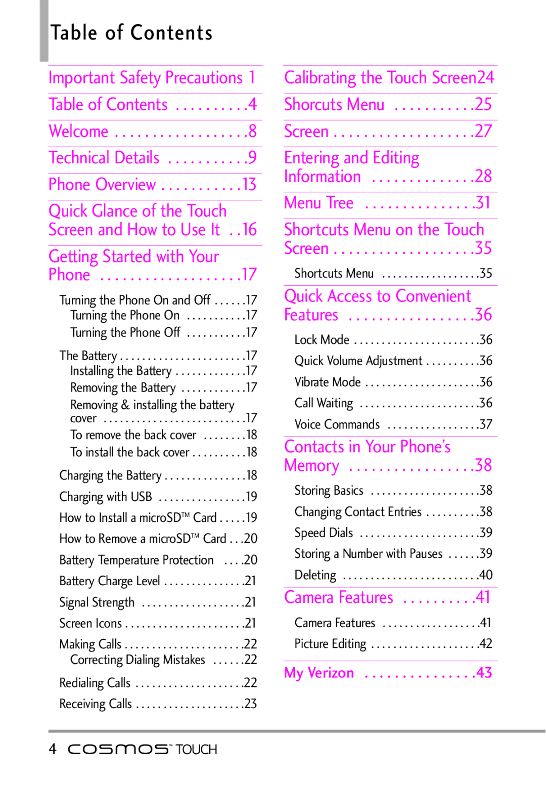 LG Electronics MFL67011101 manual Table of Contents 