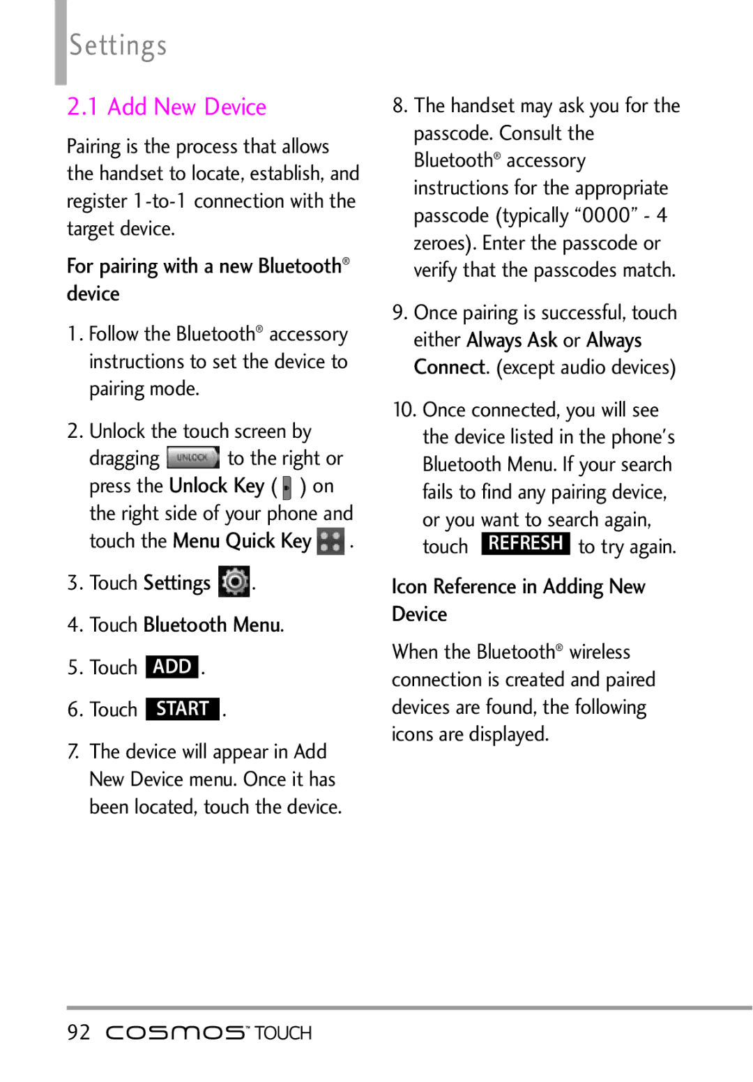 LG Electronics MFL67011101 manual Settings, Add New Device 