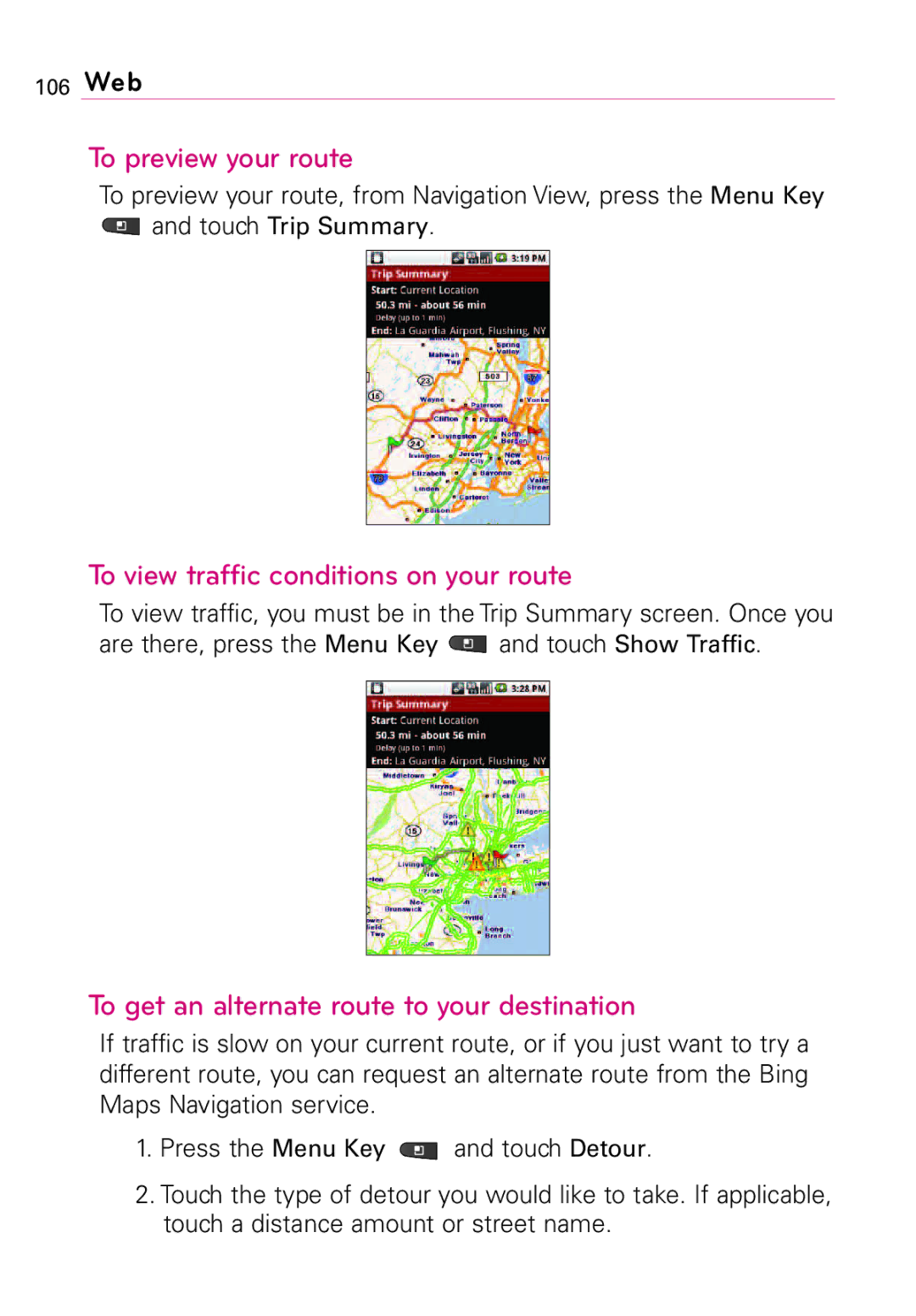 LG Electronics MFL67011201(1.0)G, Vortex manual To preview your route, To view traffic conditions on your route 