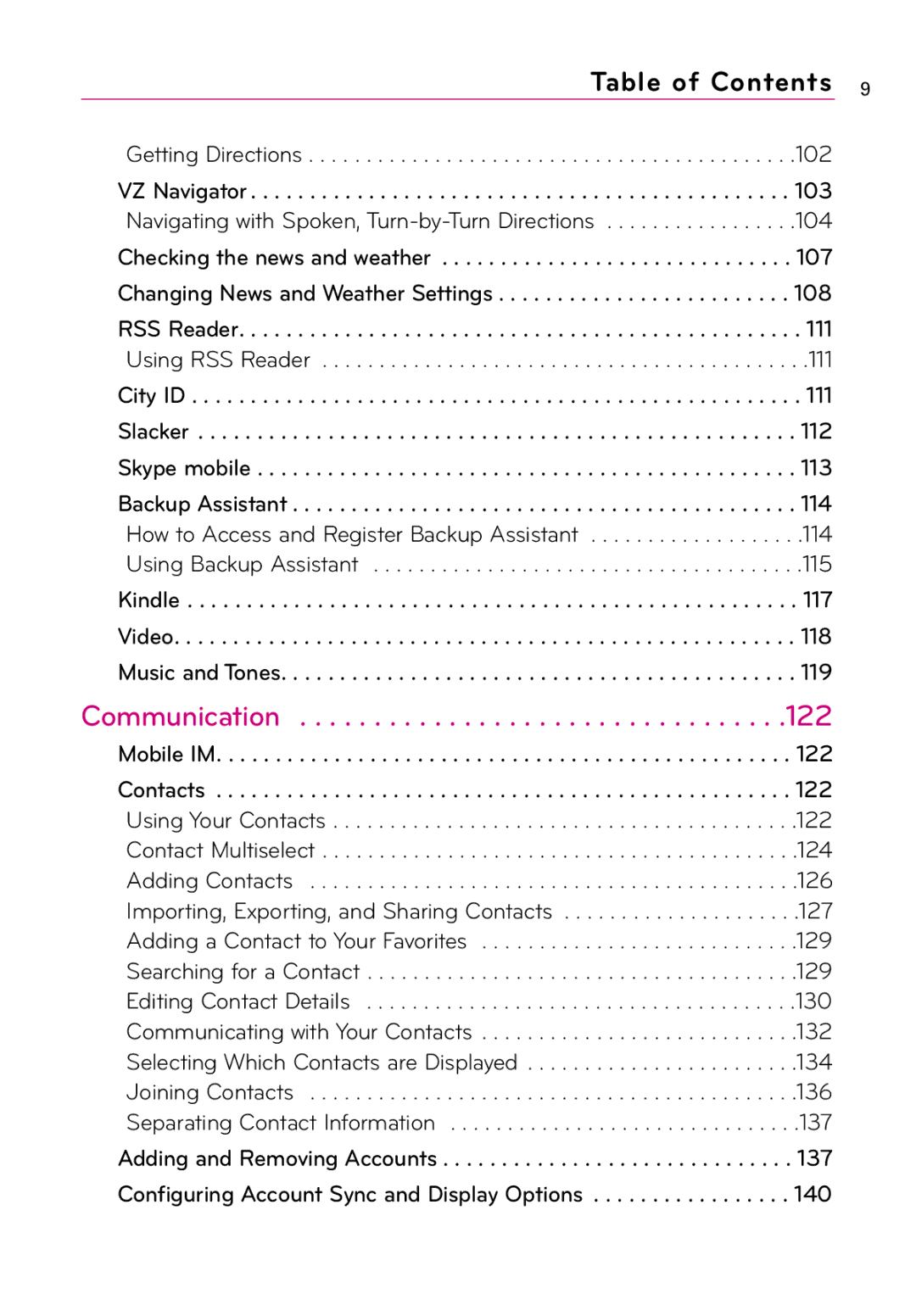 LG Electronics Vortex, MFL67011201(1.0)G manual Communication 