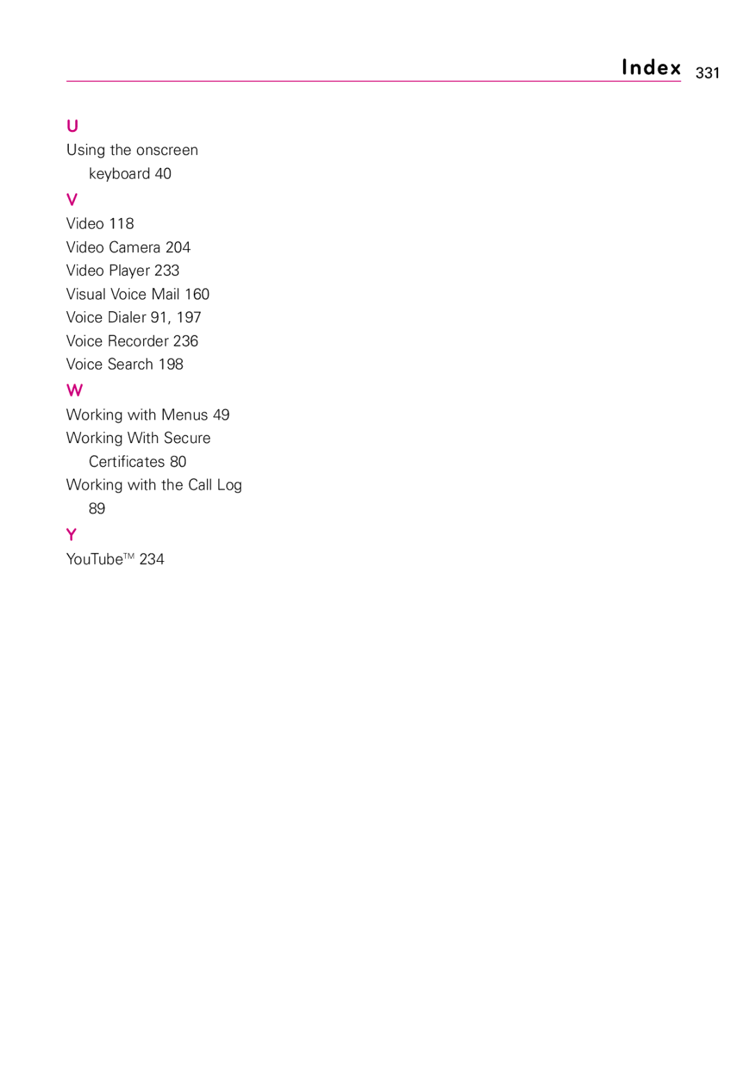 LG Electronics Vortex, MFL67011201(1.0)G manual Index 